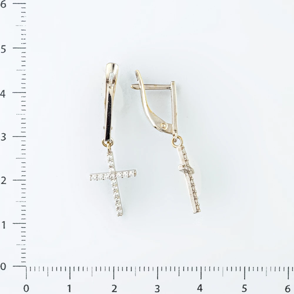 Серьги с фианитом из белого золота 585 пробы