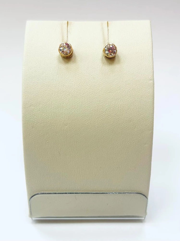 Серьги с фианитом из красного золота 585 пробы