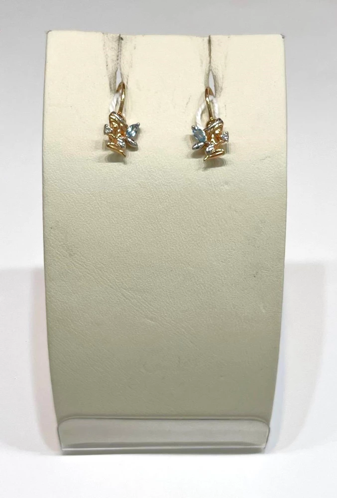 Серьги с топазом из красного золота 585 пробы