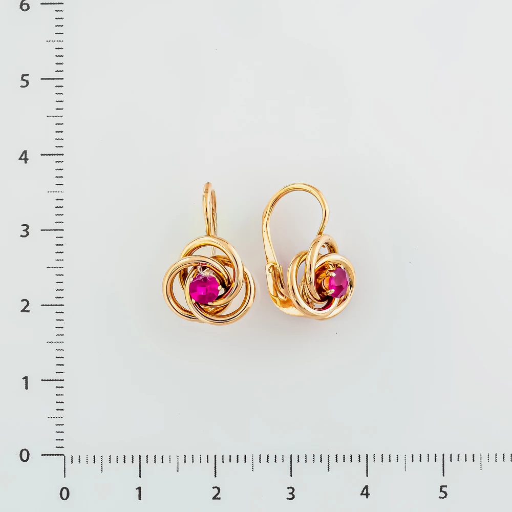 Серьги с фианитом из красного золота 583 пробы