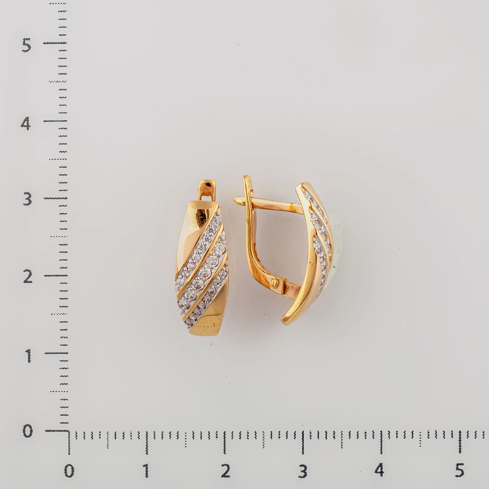 Серьги с фианитом из красного золота 585 пробы