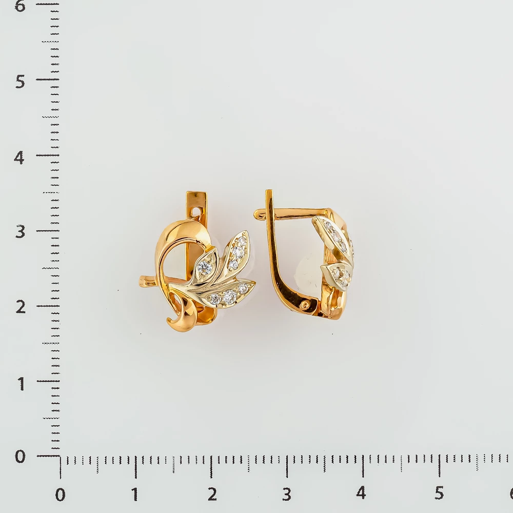 Серьги с фианитом из красного золота 585 пробы