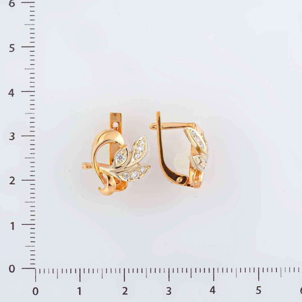 Серьги с фианитом из красного золота 585 пробы