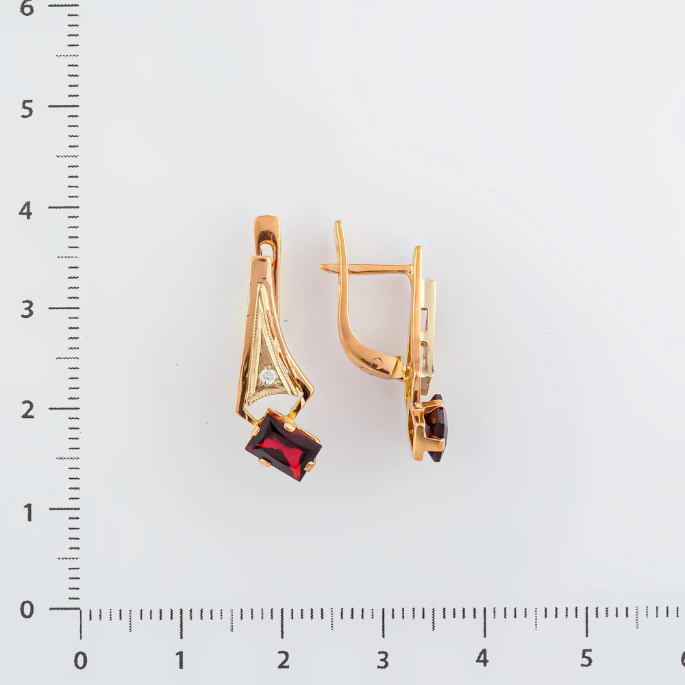 Серьги с гранатом из красного золота 585 пробы