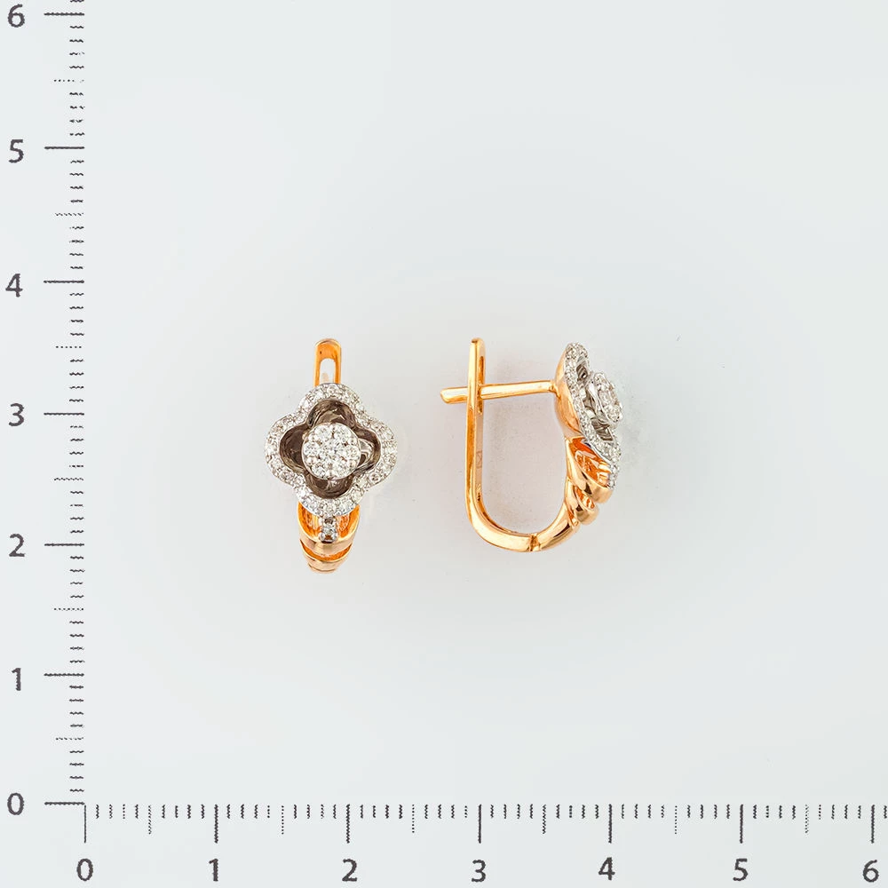 Серьги с бриллиантом из красного золота 585 пробы