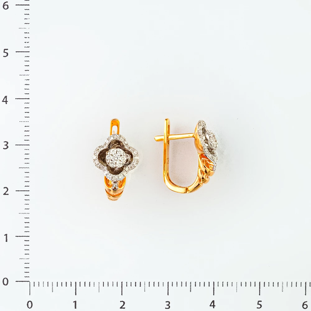 Серьги с бриллиантом из красного золота 585 пробы