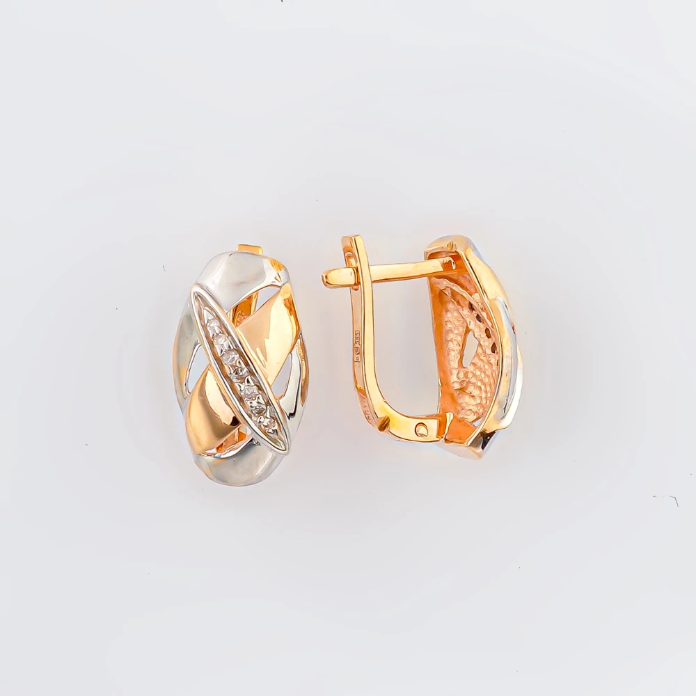 Серьги с бриллиантом из красного золота 585 пробы