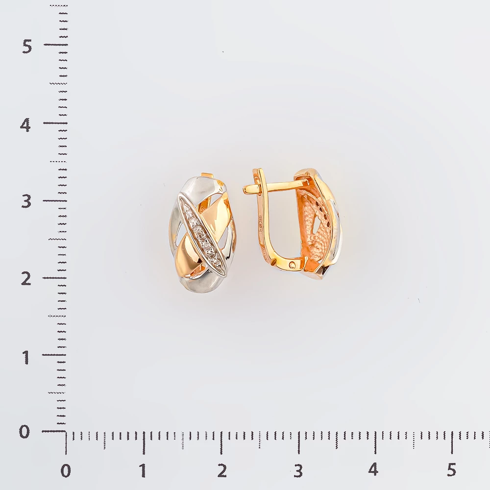 Серьги с бриллиантом из красного золота 585 пробы