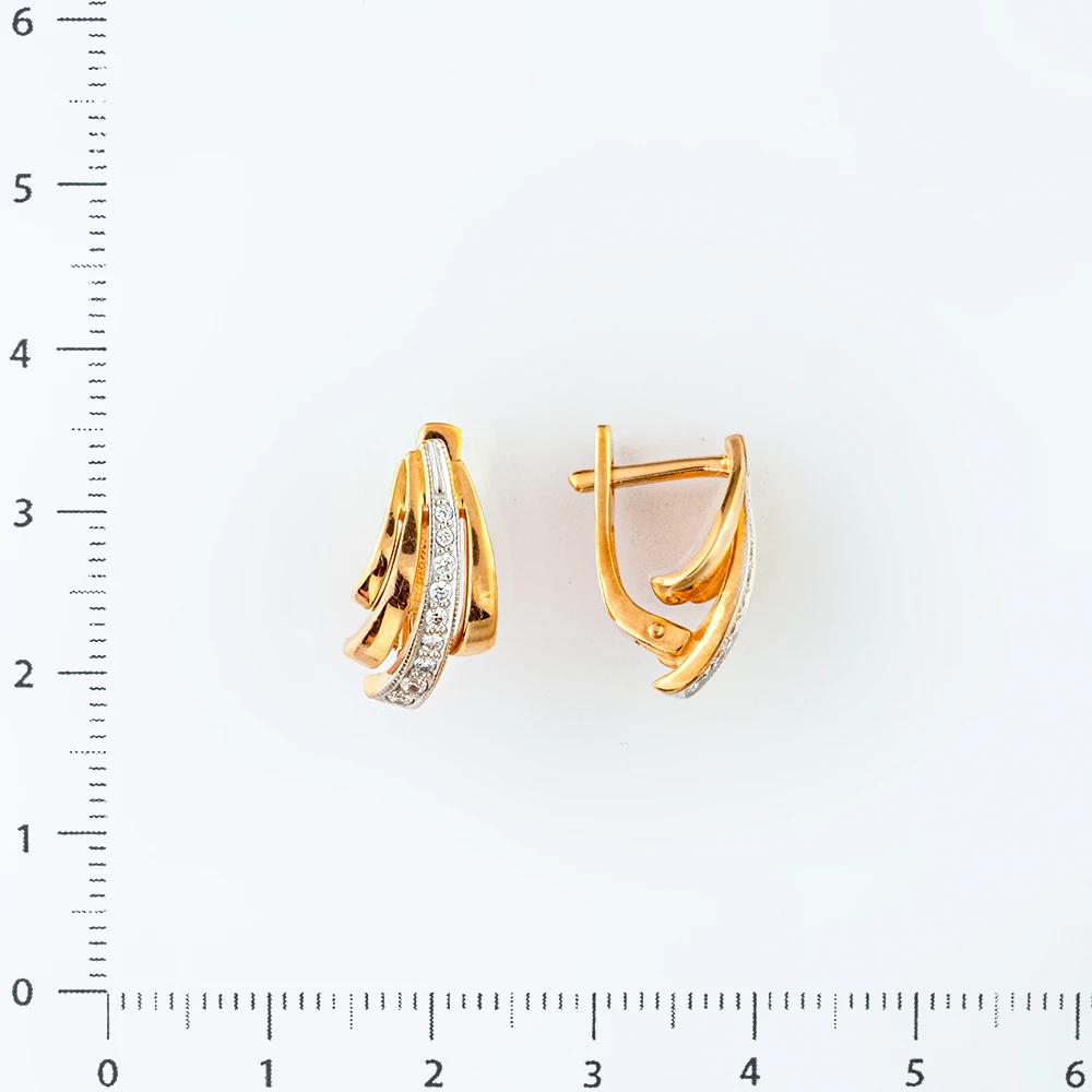 Серьги с фианитом из красного золота 585 пробы