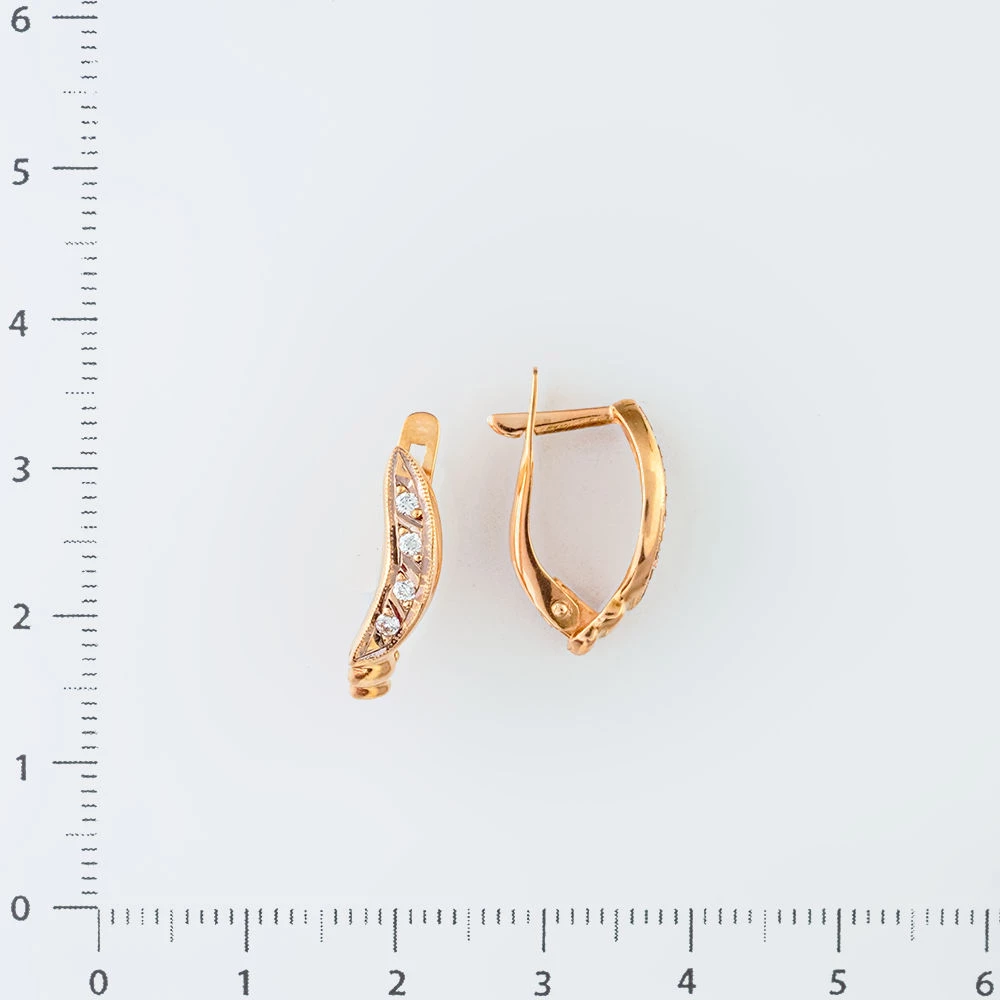 Серьги с фианитом из желтого золота 585 пробы