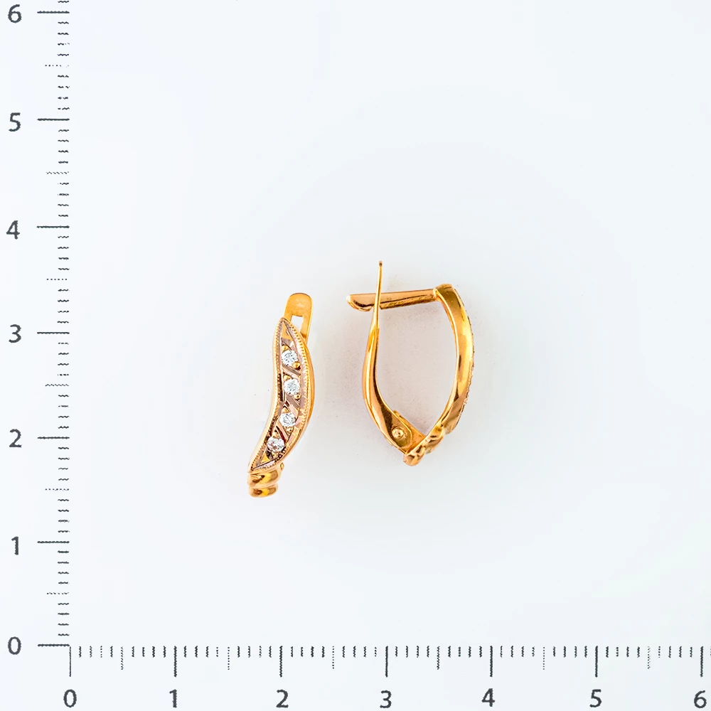 Серьги с фианитом из желтого золота 585 пробы
