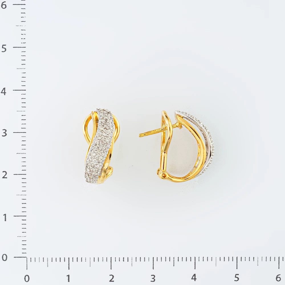 Серьги с бриллиантом из желтого золота 750 пробы