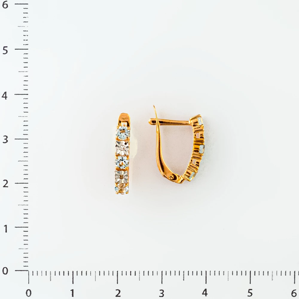 Серьги с топазом из красного золота 585 пробы