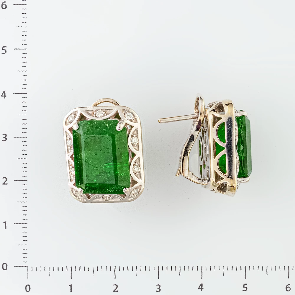 Серьги с бриллиантом из белого золота 585 пробы