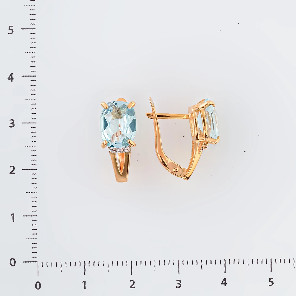 Серьги с топазом из красного золота 585 пробы
