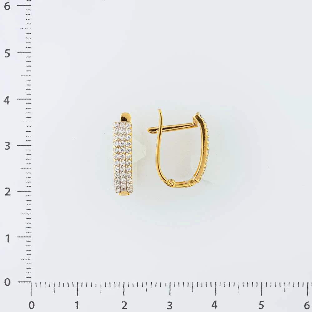 Серьги с фианитом из желтого золота 585 пробы