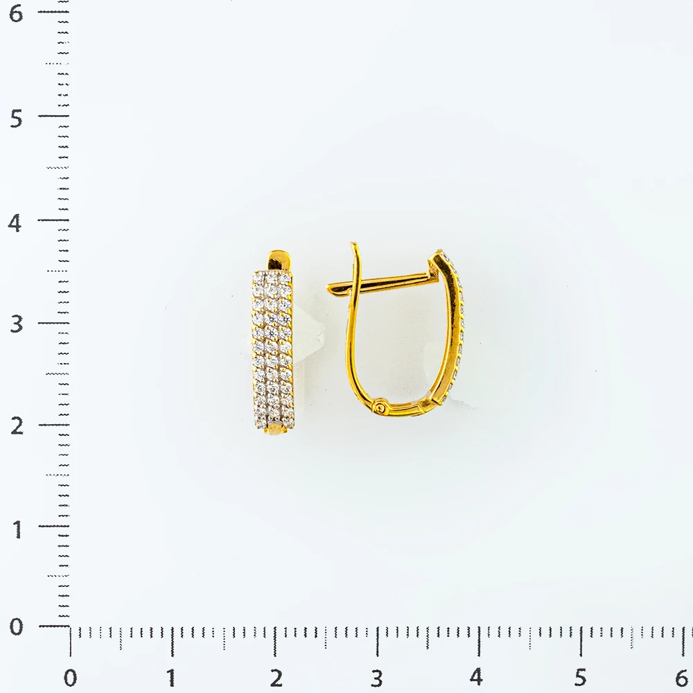 Серьги с фианитом из желтого золота 585 пробы