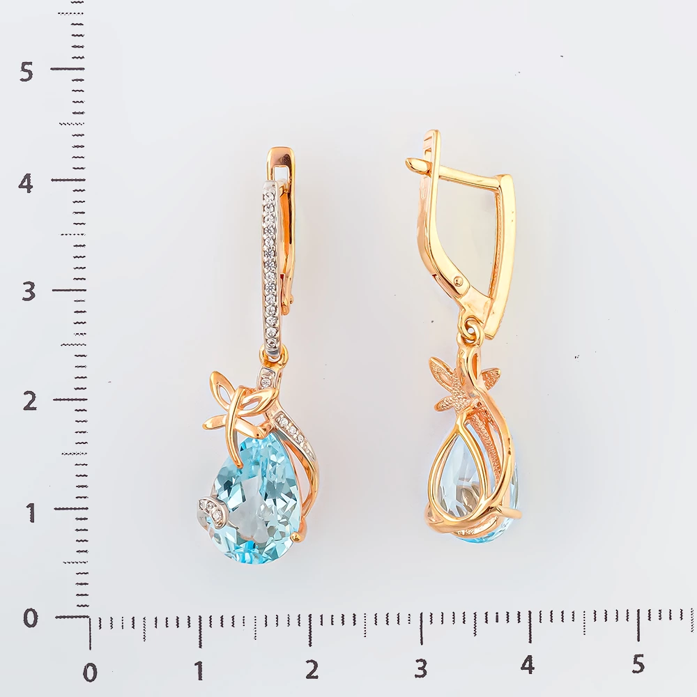 Серьги с топазом из красного золота 585 пробы