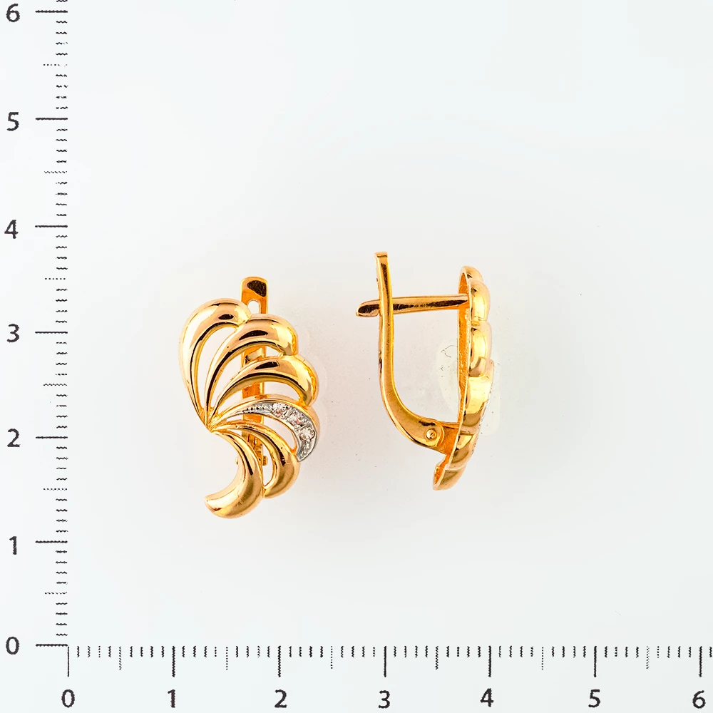 Серьги с фианитом из красного золота 585 пробы