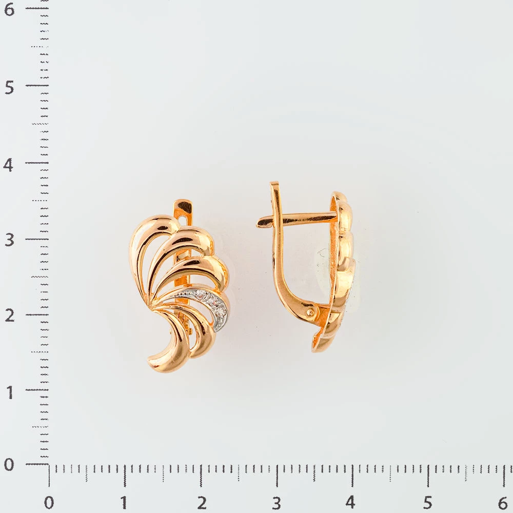 Серьги с фианитом из красного золота 585 пробы