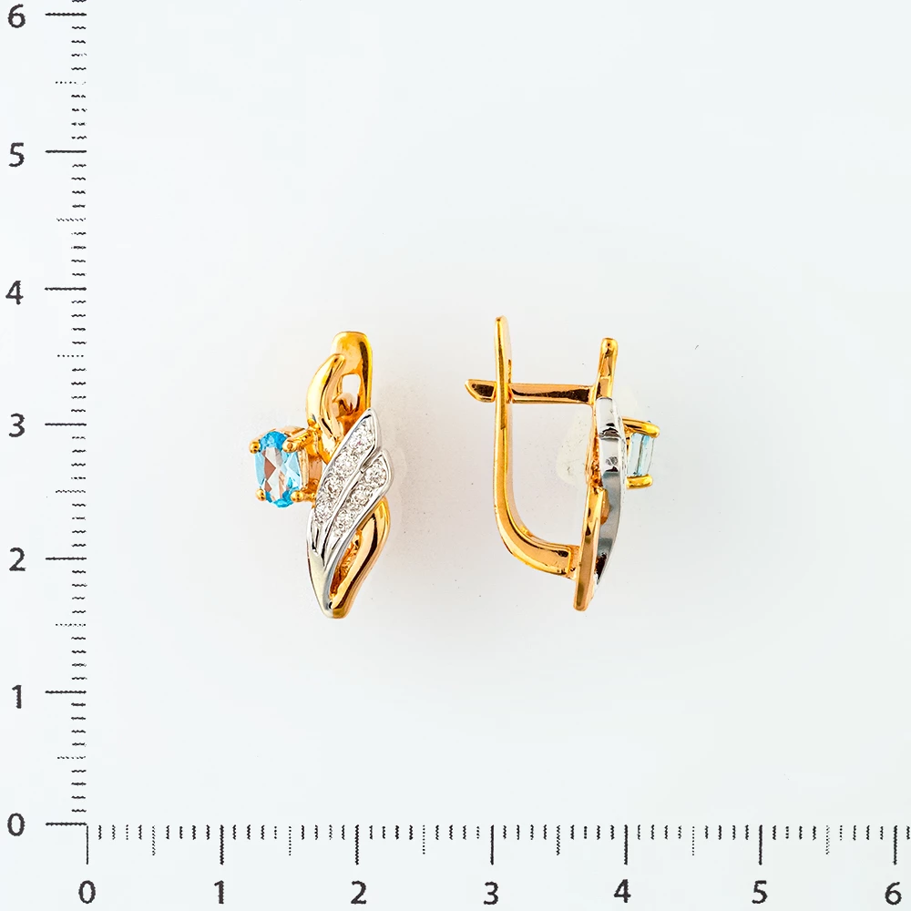 Серьги с топазом из красного золота 585 пробы