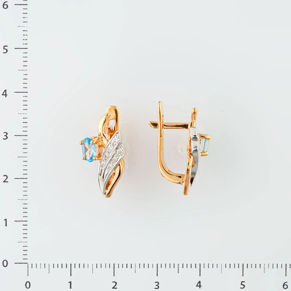 Серьги с топазом из красного золота 585 пробы