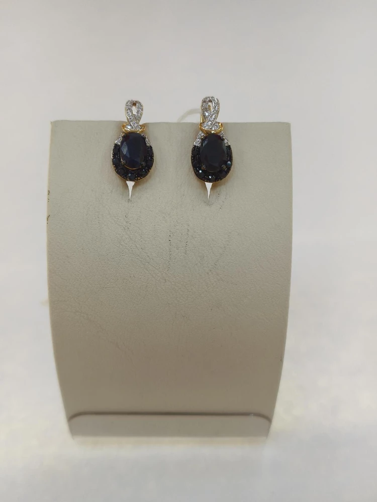Серьги с сапфиром из красного золота 585 пробы