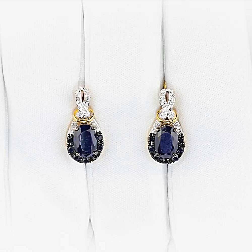 Серьги с сапфиром из красного золота 585 пробы
