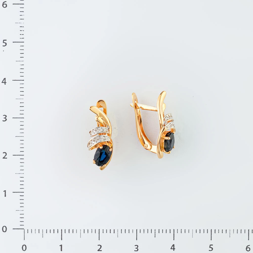 Серьги с сапфиром из красного золота 585 пробы