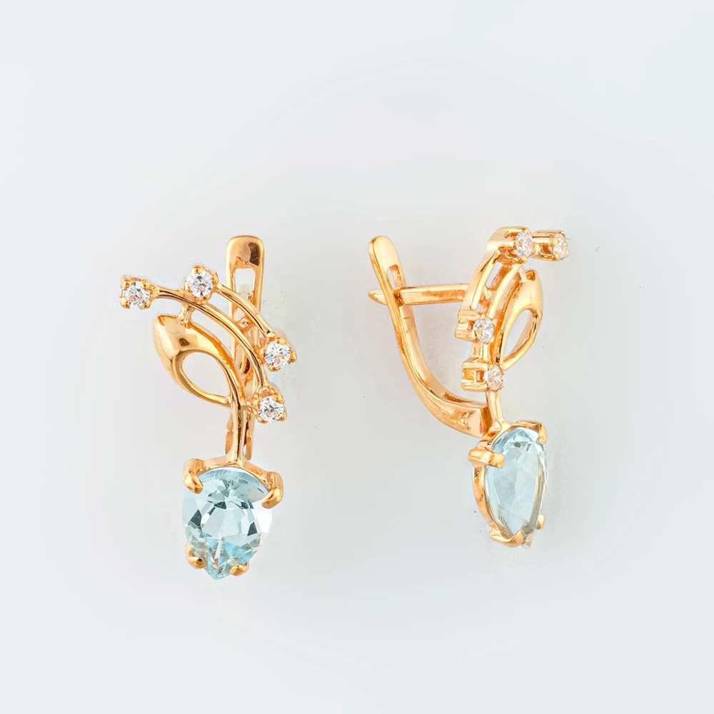 Серьги с топазом из красного золота 585 пробы