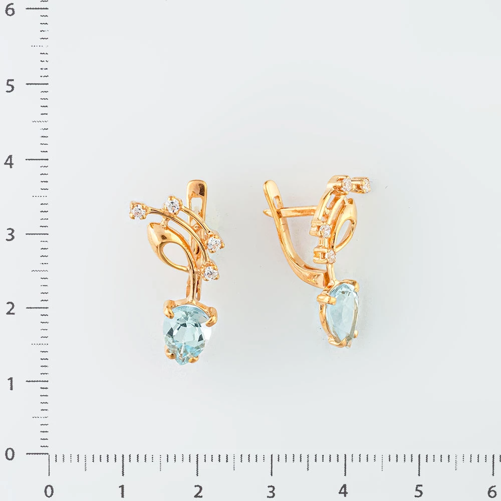 Серьги с топазом из красного золота 585 пробы