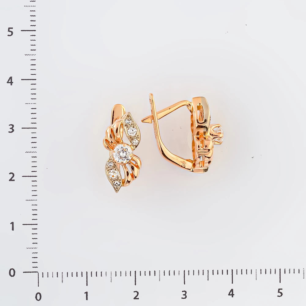 Серьги с бриллиантом из красного золота 585 пробы