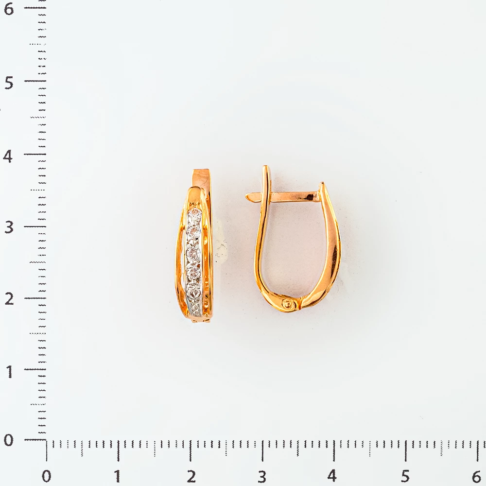 Серьги с фианитом из красного золота 585 пробы