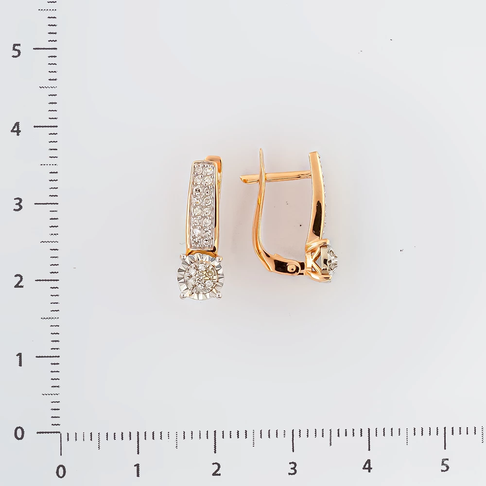 Серьги с бриллиантом из красного золота 585 пробы