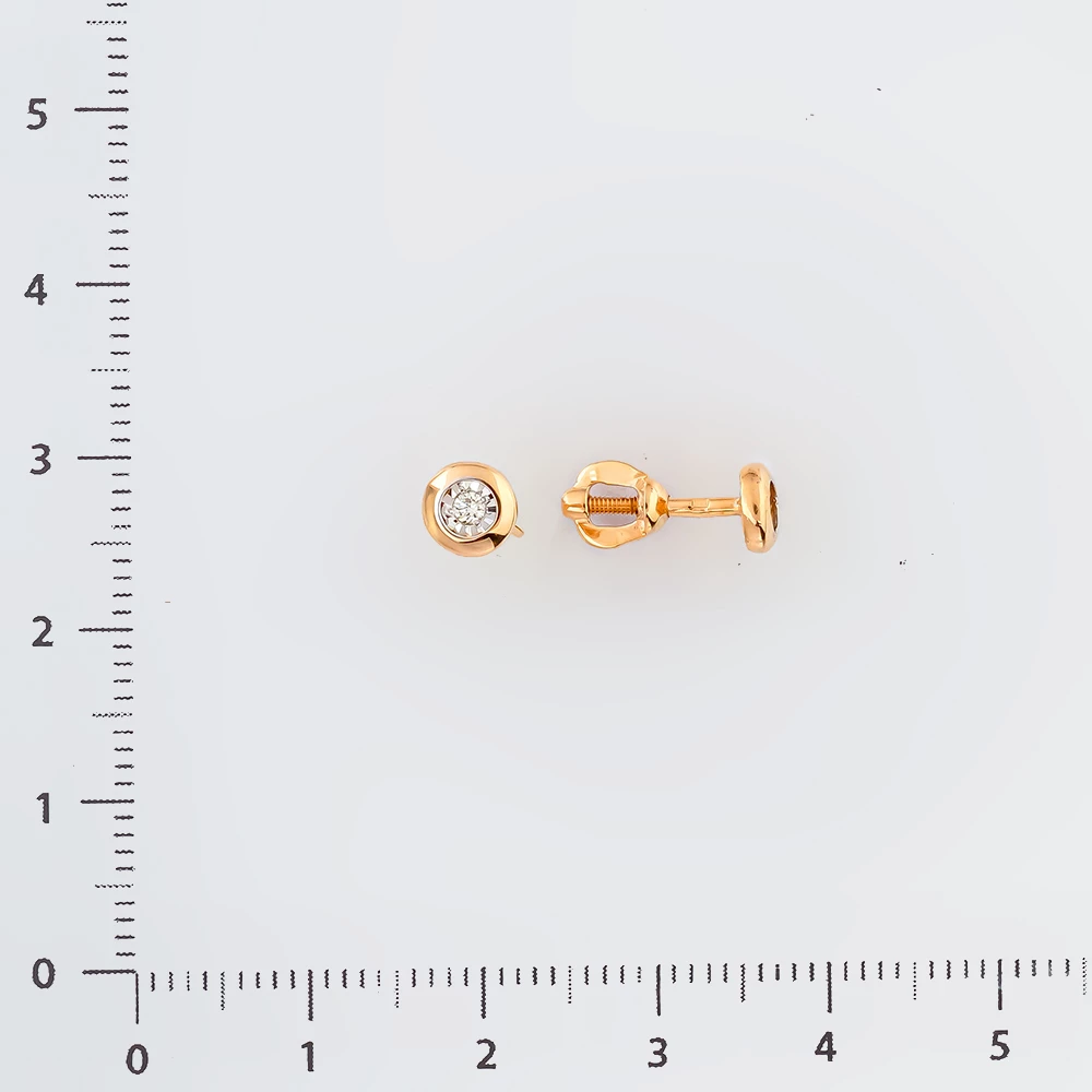 Серьги с бриллиантом из красного золота 585 пробы