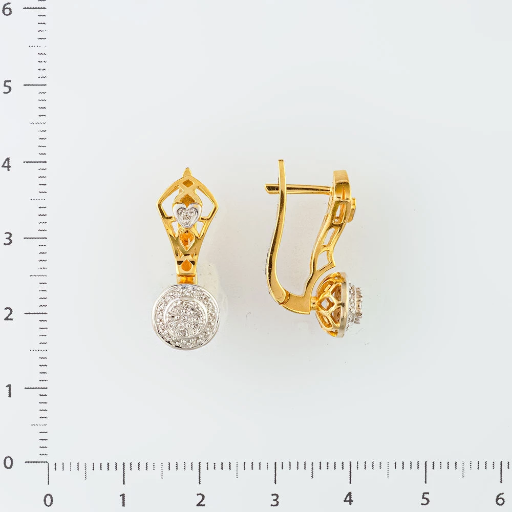 Серьги с бриллиантом из желтого золота 585 пробы