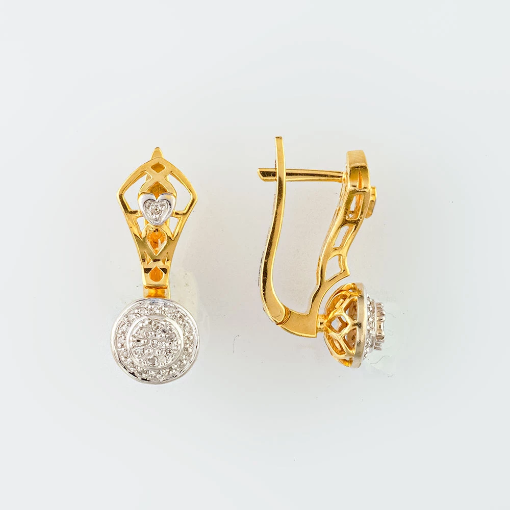 Серьги с бриллиантом из желтого золота 585 пробы