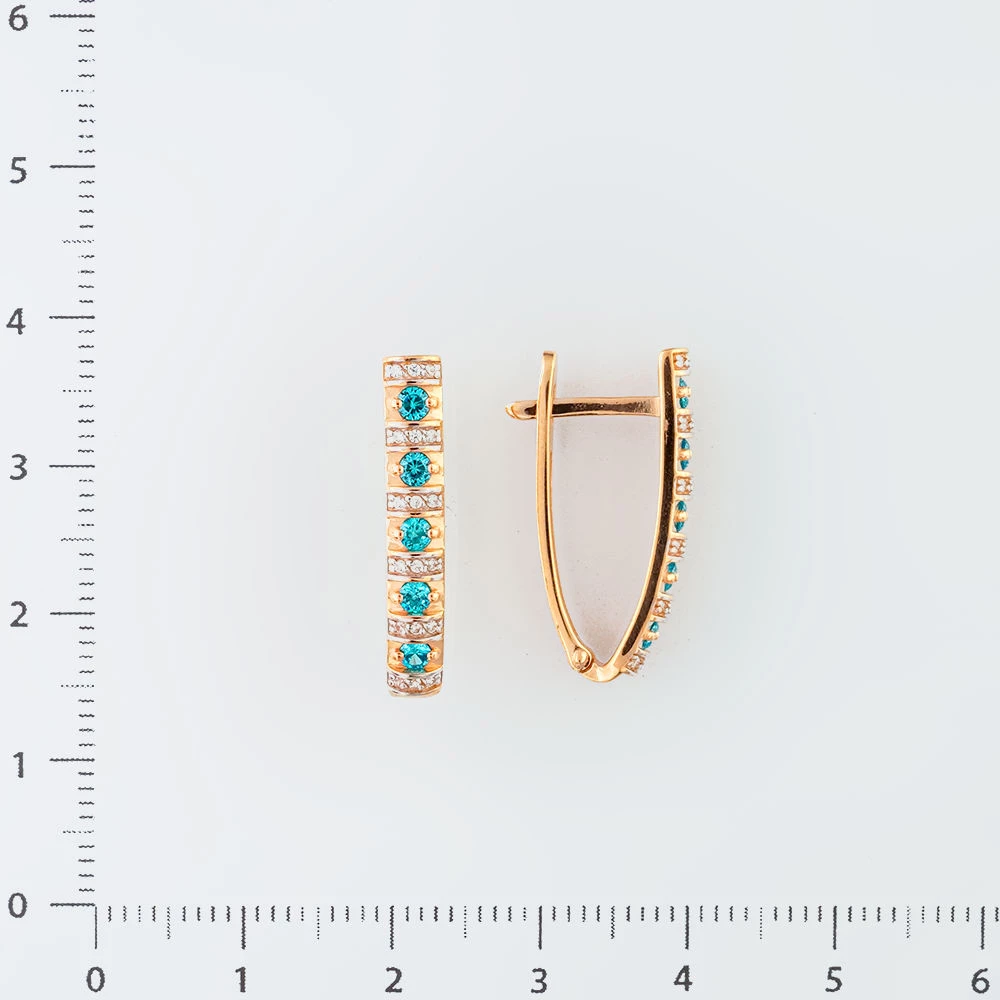 Серьги с фианитом из красного золота 585 пробы