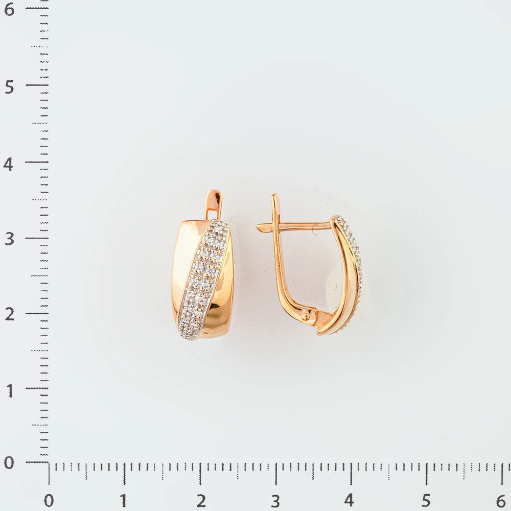 Серьги с фианитом из красного золота 585 пробы