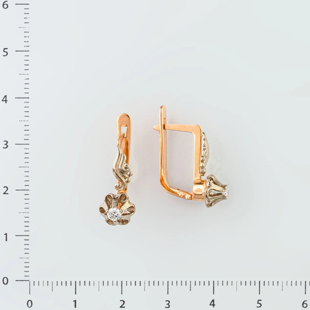 Серьги с бриллиантом из красного золота 583 пробы 2