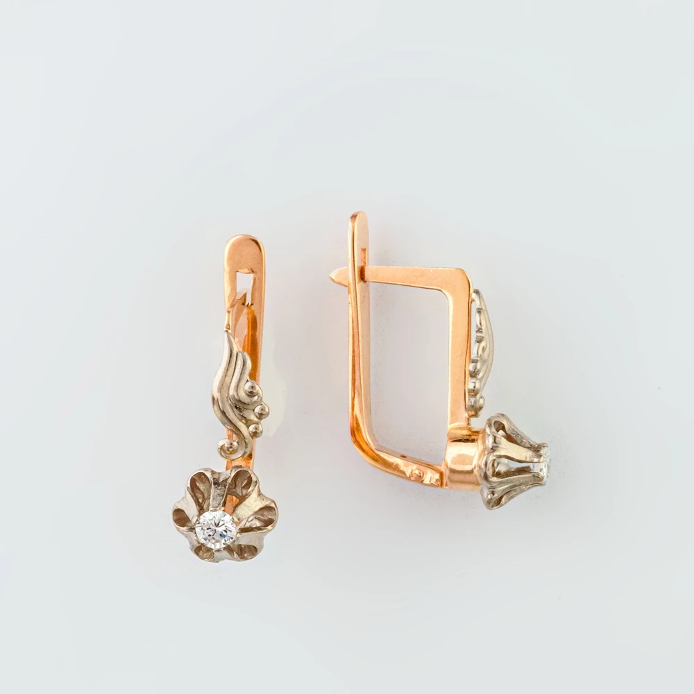 Серьги с бриллиантом из красного золота 583 пробы 1