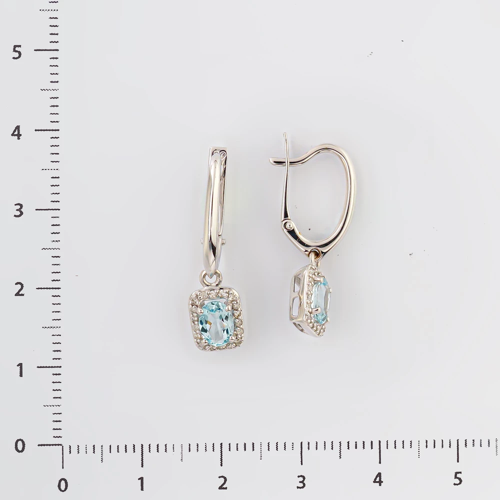 Серьги с топазом из белого золота 585 пробы