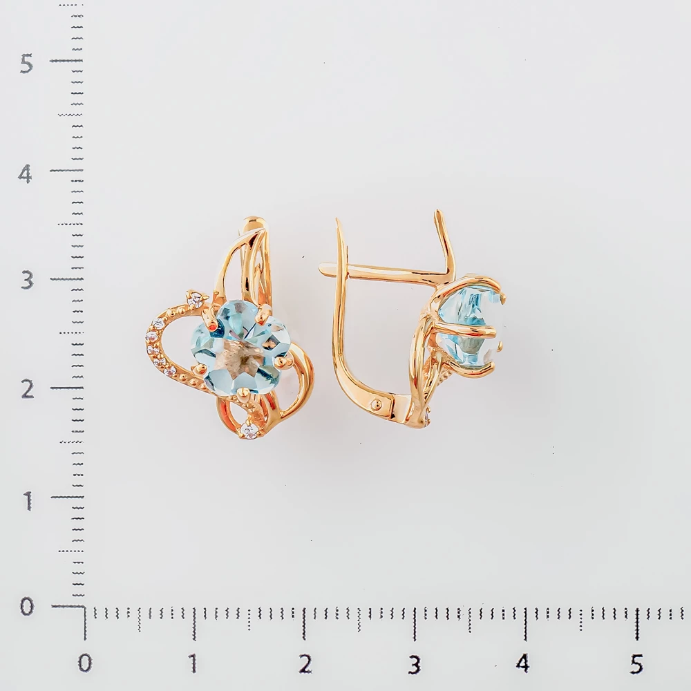 Серьги с топазом из красного золота 585 пробы