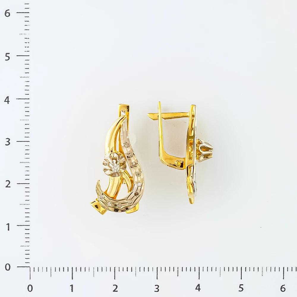 Серьги с бриллиантом из желтого золота 585 пробы