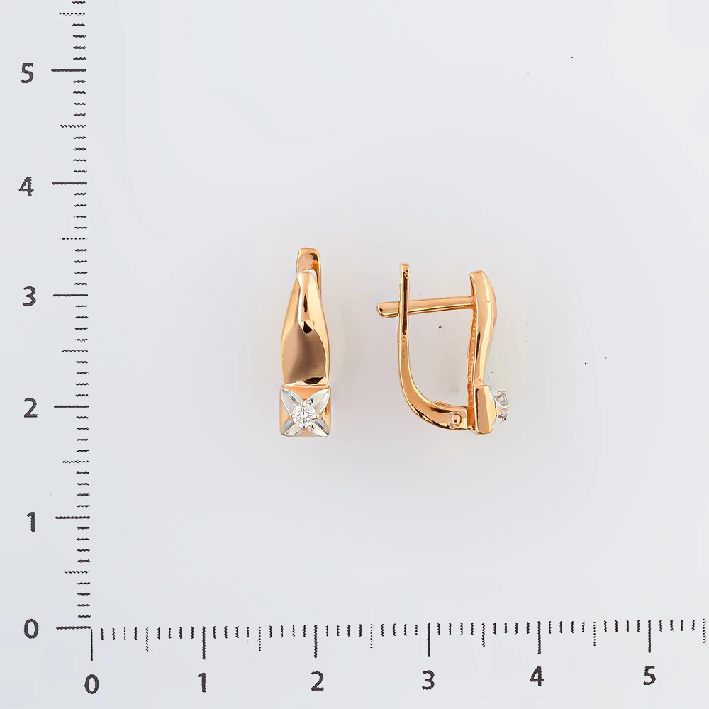 Серьги с бриллиантом из красного золота 585 пробы