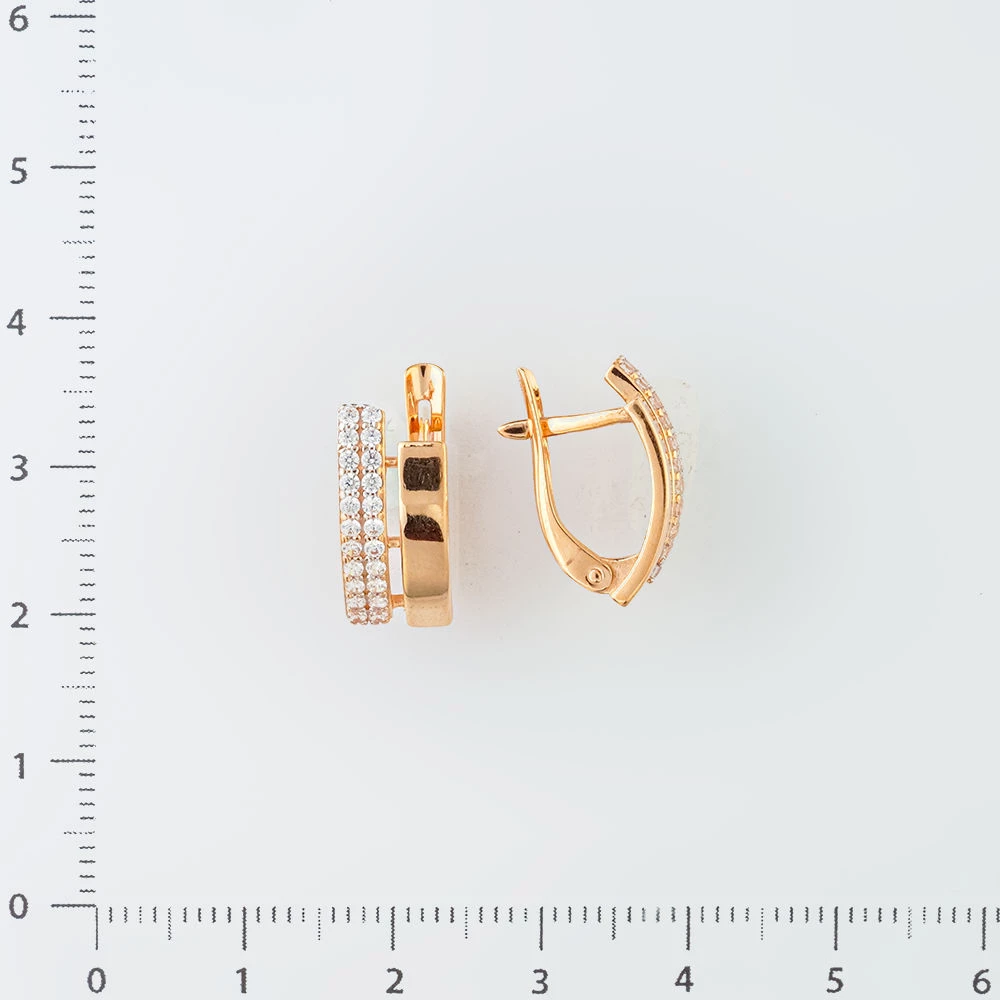 Серьги с фианитом из красного золота 585 пробы