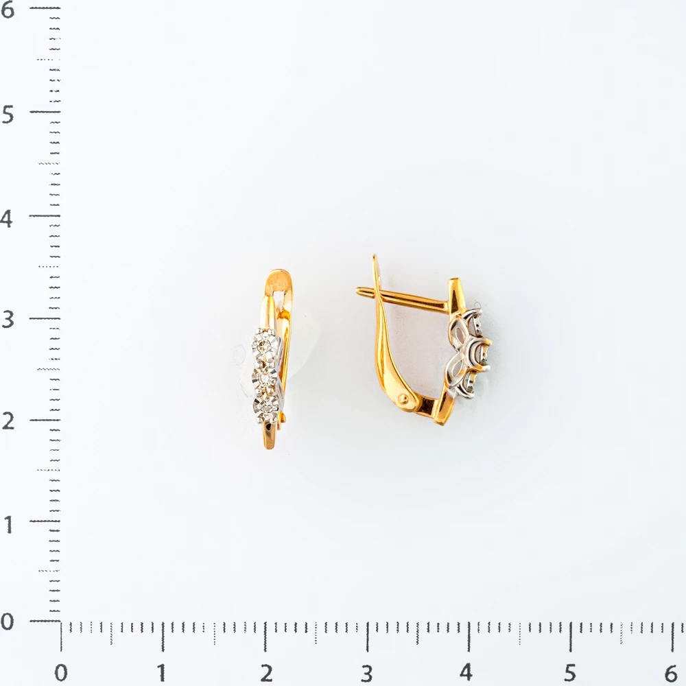 Серьги с бриллиантом из красного золота 585 пробы