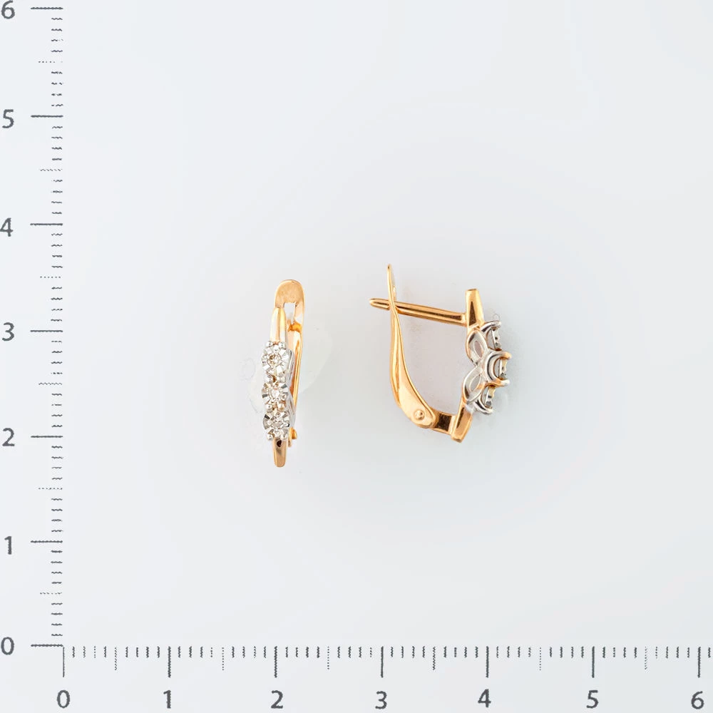 Серьги с бриллиантом из красного золота 585 пробы