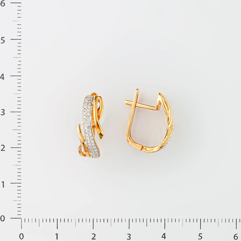 Серьги с бриллиантом из красного золота 585 пробы