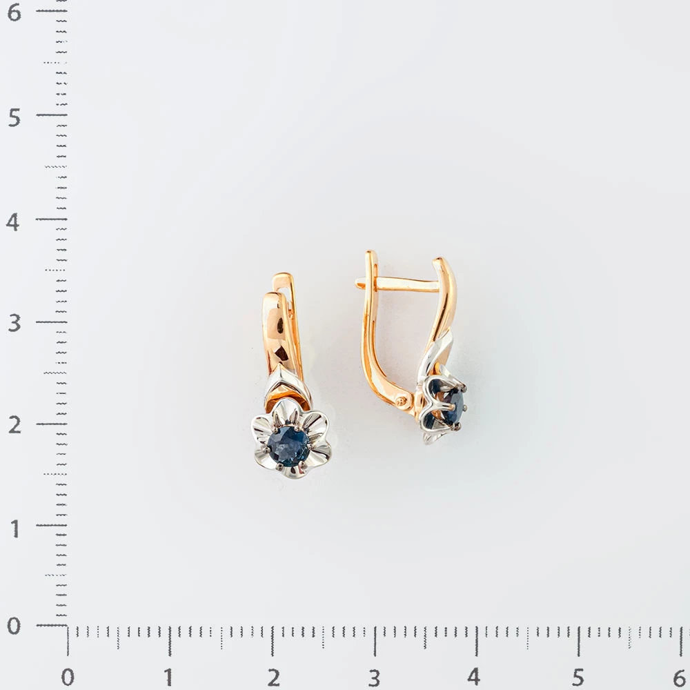 Серьги с сапфиром из красного золота 585 пробы